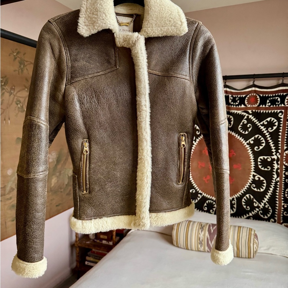 Ted Baker Leather Shearling Jacket - image 3